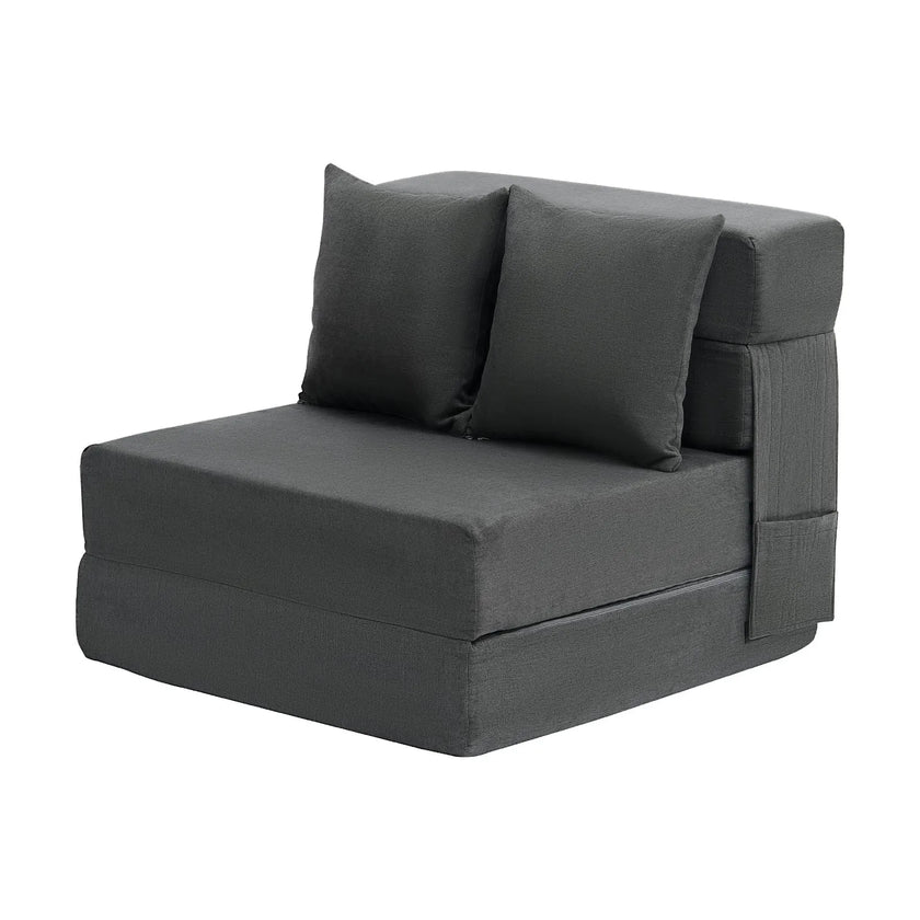 VEVOR Folding Sofa Bed 3-in-1 Foldable Couch Bed with 2 Pillows Dark Grey Single