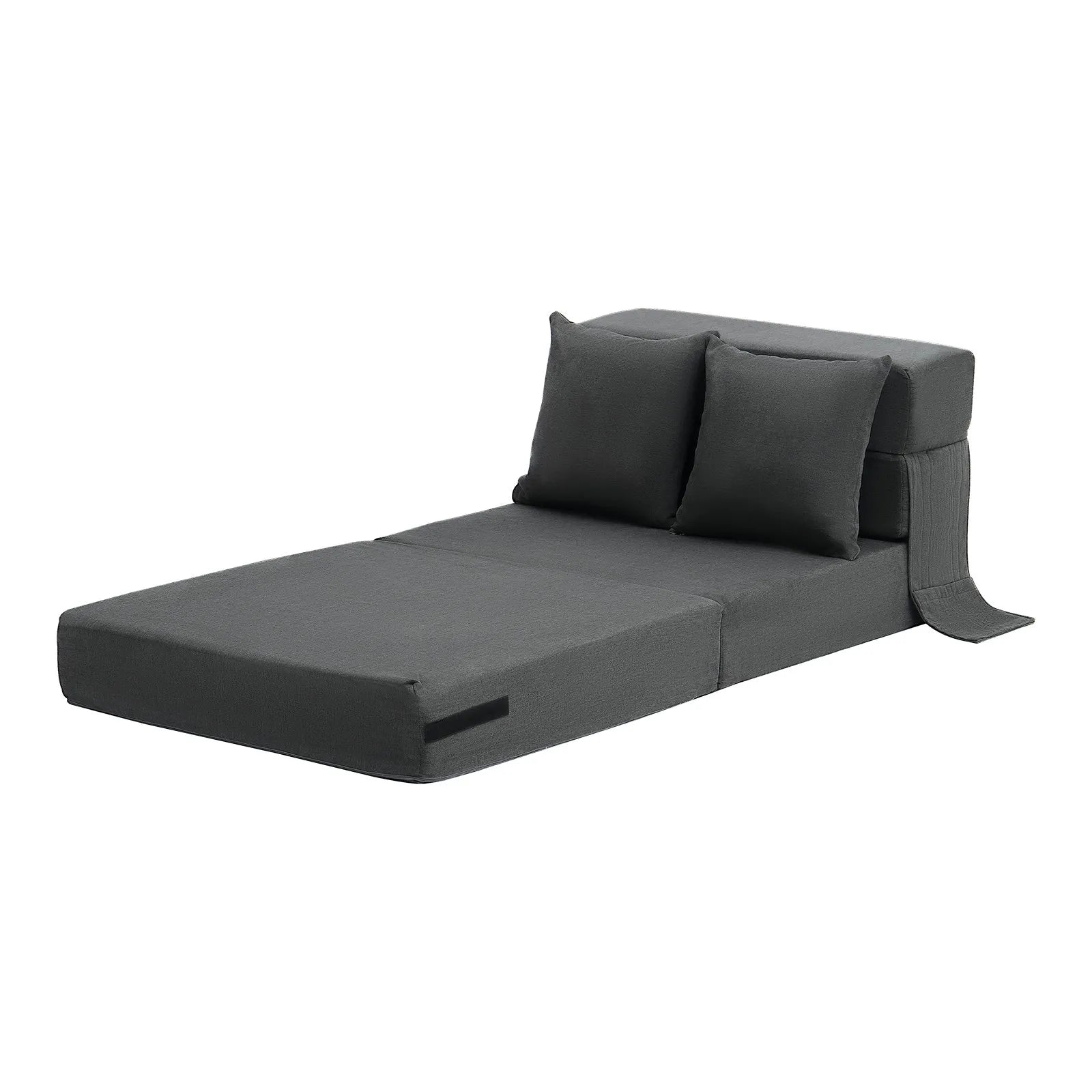VEVOR Folding Sofa Bed 3-in-1 Foldable Couch Bed with 2 Pillows Dark Grey Single