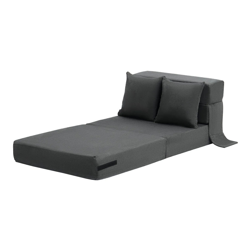 VEVOR Folding Sofa Bed 3-in-1 Foldable Couch Bed with 2 Pillows Dark Grey Single