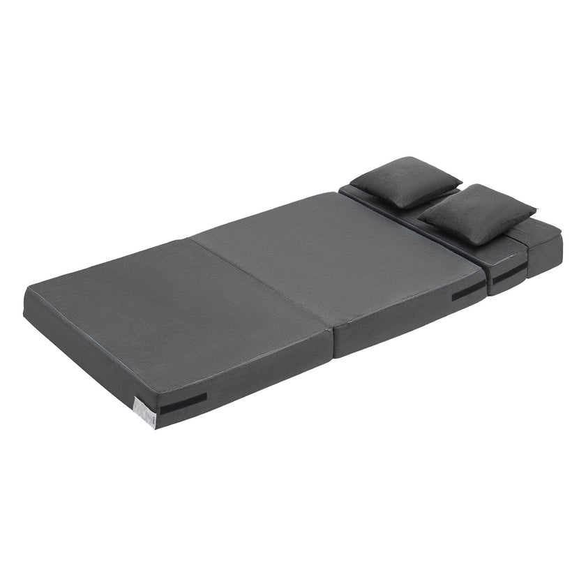 VEVOR Folding Sofa Bed 3-in-1 Foldable Couch Bed with 2 Pillows Dark Grey Twin