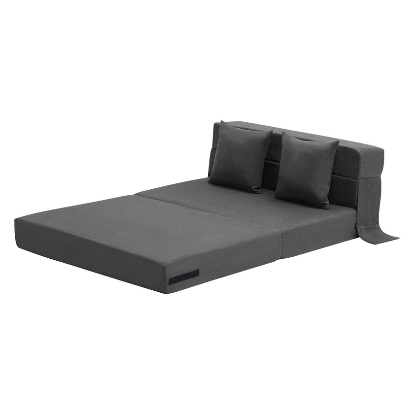 VEVOR Folding Sofa Bed 3-in-1 Foldable Couch Bed with 2 Pillows Dark Grey Twin