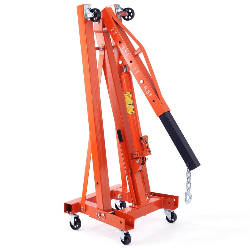 VEVOR Hydraulic Engine Hoist with Lever, 2 Ton/4400 LBS Heavy-duty Cherry Picker Shop Crane, Foldable Engine Crane and Engine Hoist leveler for Auto Repair, Motors, Weights Lifting, Loading