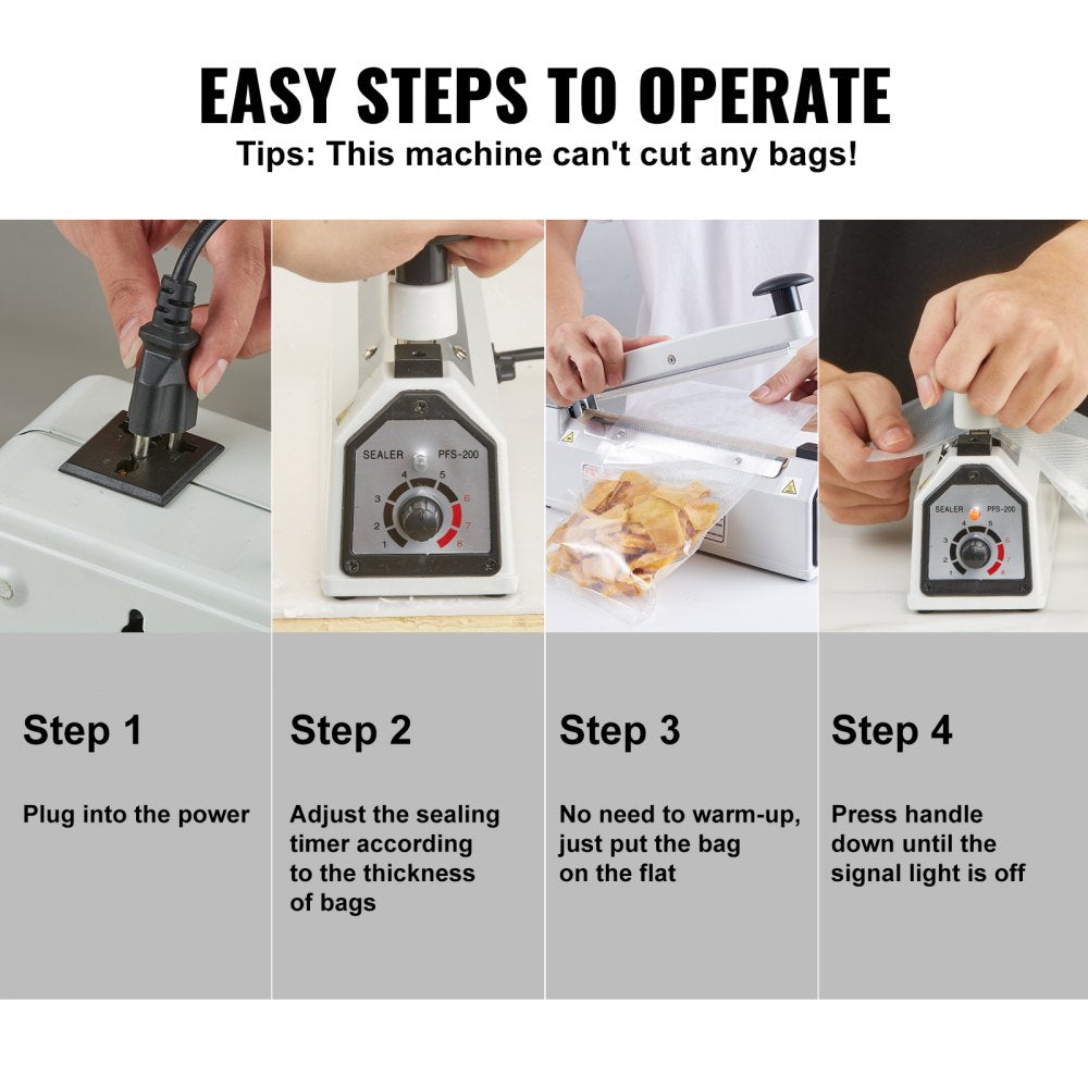 VEVOR Impulse Sealer 12 inch, Manual Heat Sealing Machine with Adjustable Heating Mode, Aluminum Shrink Wrap Bag Sealers for Plastic Mylar PE PP Bags, Portable Poly Bag Sealer with Extra Replace Kit