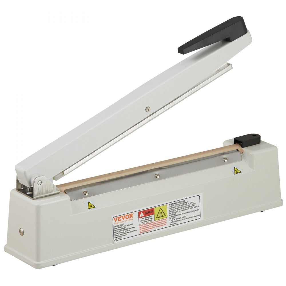 VEVOR Impulse Sealer 12 inch, Manual Heat Sealing Machine with Adjustable Heating Mode, Aluminum Shrink Wrap Bag Sealers for Plastic Mylar PE PP Bags, Portable Poly Bag Sealer with Extra Replace Kit