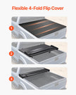 VEVOR Quad-Fold Tonneau Cover Truck Bed Cover for 2002-2024 Dodge Ram 1500 PVC