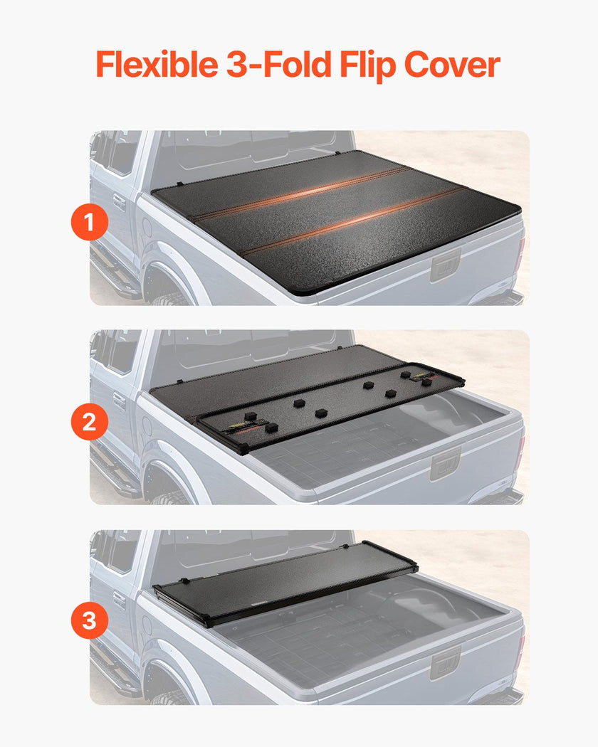 VEVOR Tri-Fold Truck Bed Tonneau Cover, Compatible with 2009-2024 Ram 1500 (19-24 Classic/New Body), Fleetside 5.7' (67.4