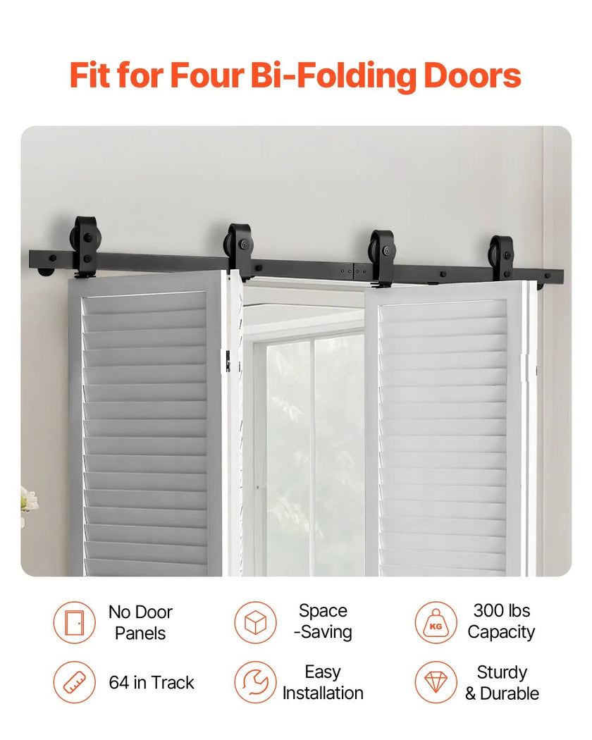 VEVOR Bi-Folding Sliding Barn Door Hardware Track Kit 64
