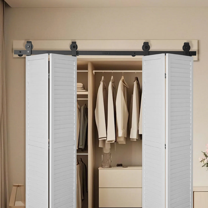 VEVOR Bi-Folding Sliding Barn Door Hardware Track Kit 64