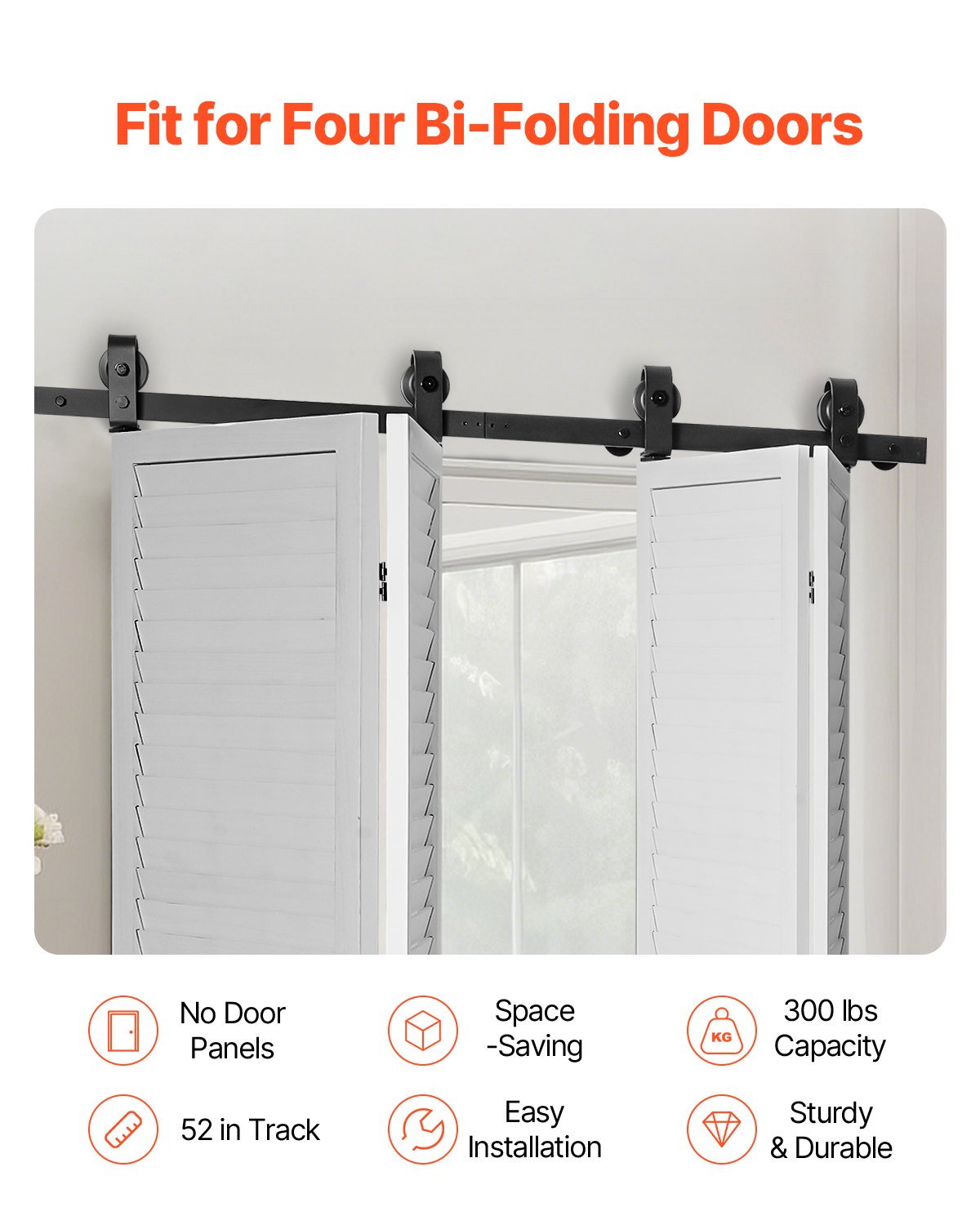 VEVOR Bi-Folding Sliding Barn Door Hardware Track Kit 52