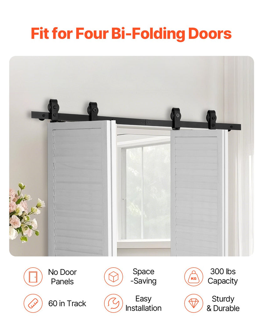 VEVOR Bi-Folding Sliding Barn Door Hardware Track Kit 60