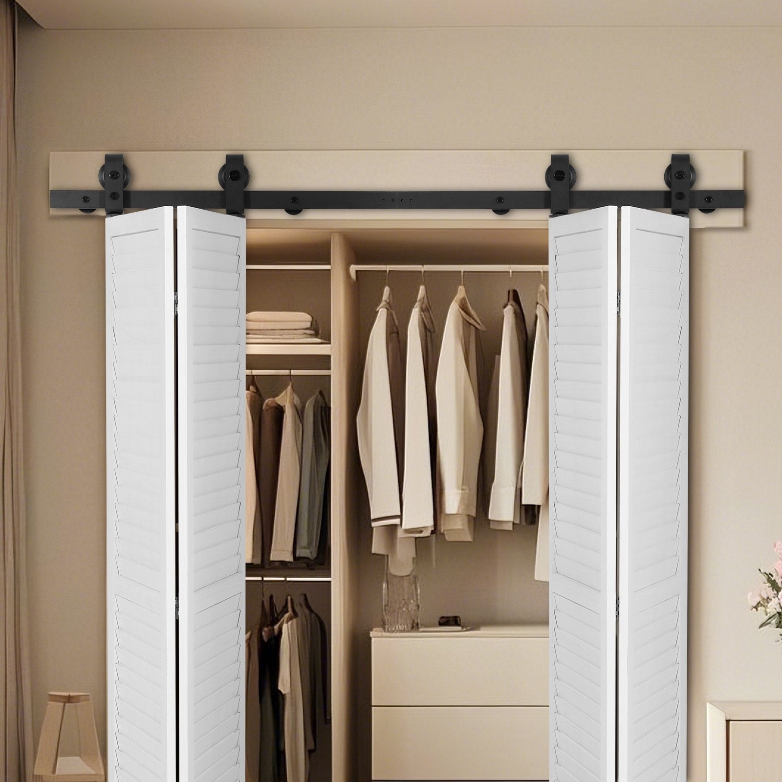 VEVOR Bi-Folding Sliding Barn Door Hardware Track Kit 60