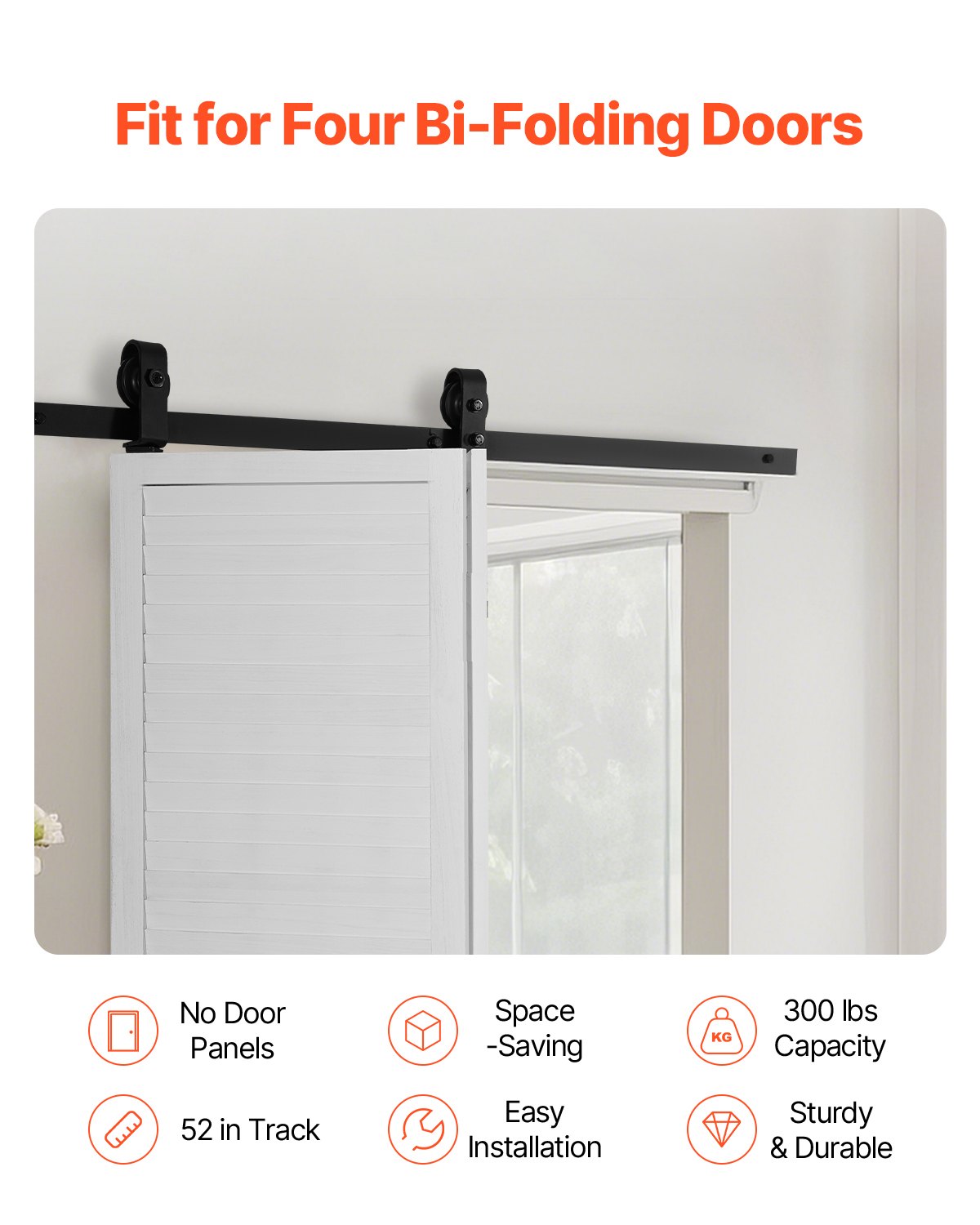 VEVOR Bi-Folding Sliding Barn Door Hardware Track Kit 52