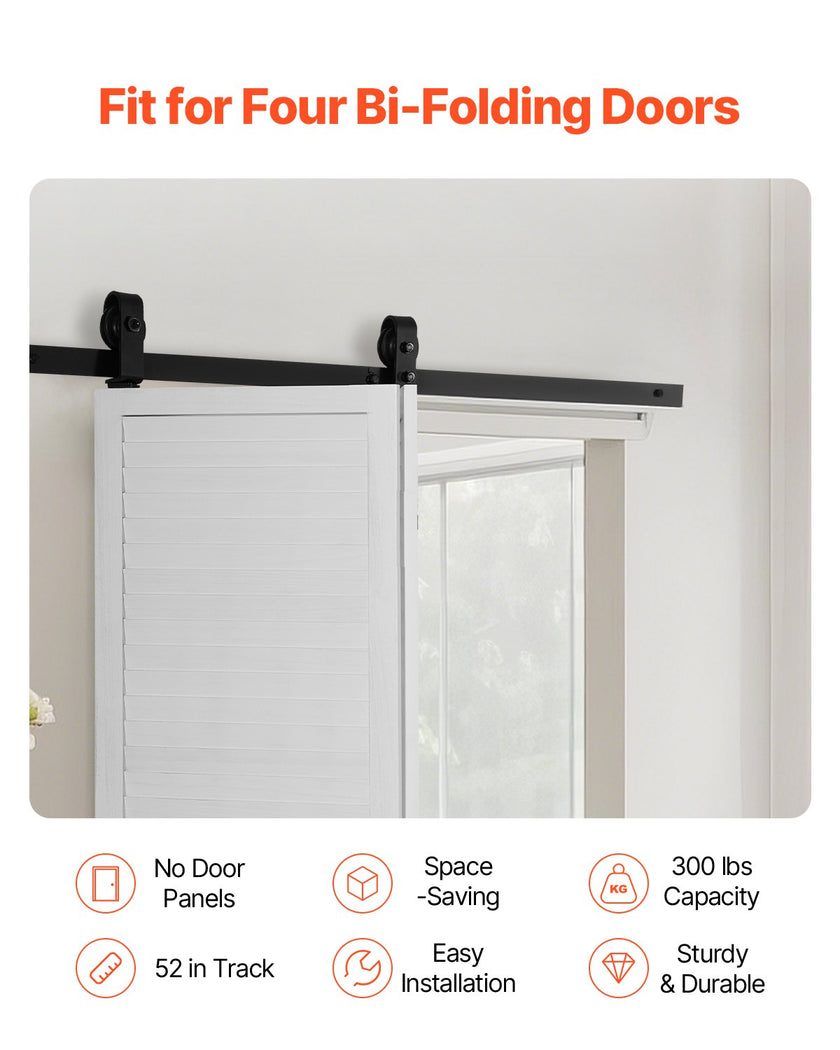 VEVOR Bi-Folding Sliding Barn Door Hardware Track Kit 52