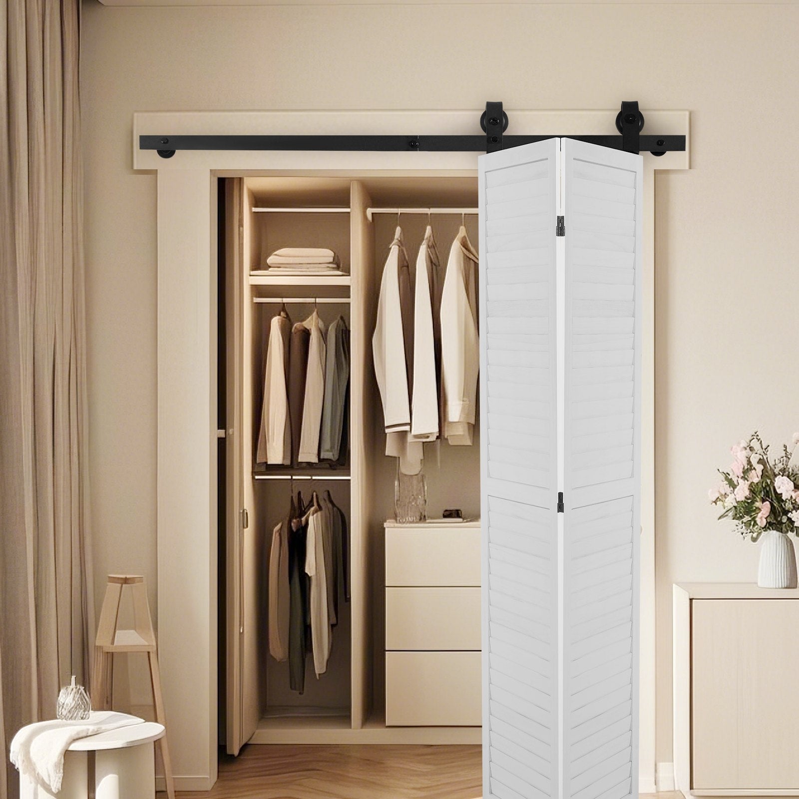 VEVOR Bi-Folding Sliding Barn Door Hardware Track Kit 52