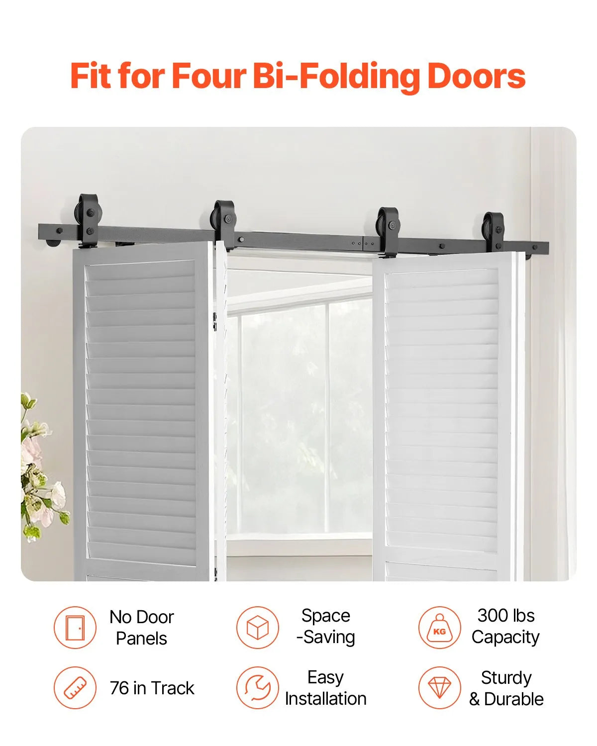 VEVOR Bi-Folding Sliding Barn Door Hardware Track Kit 76