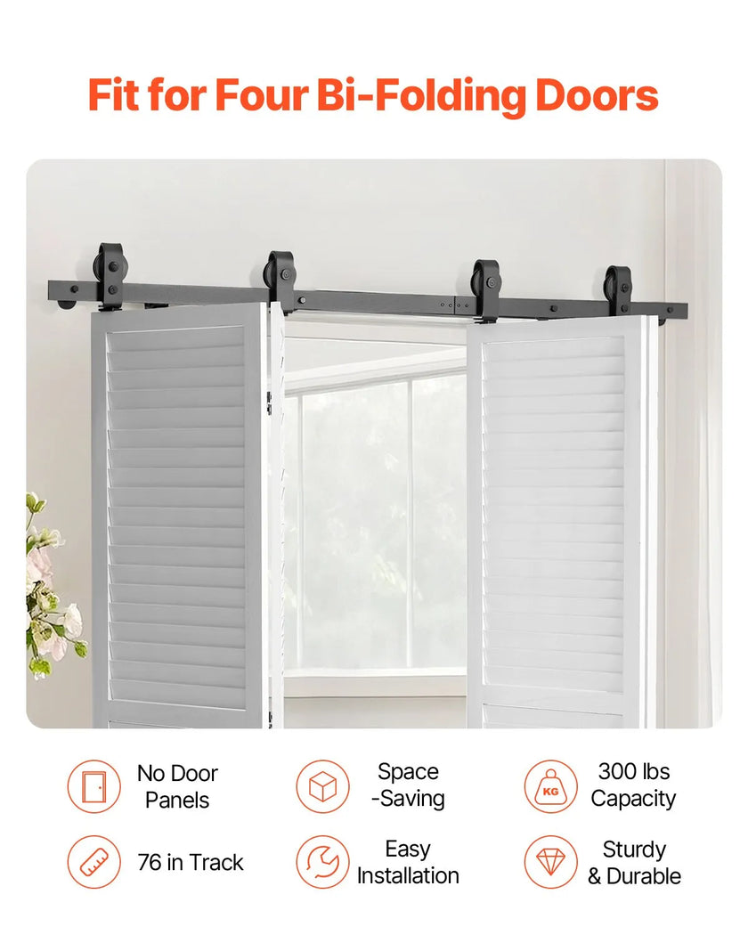 VEVOR Bi-Folding Sliding Barn Door Hardware Track Kit 76