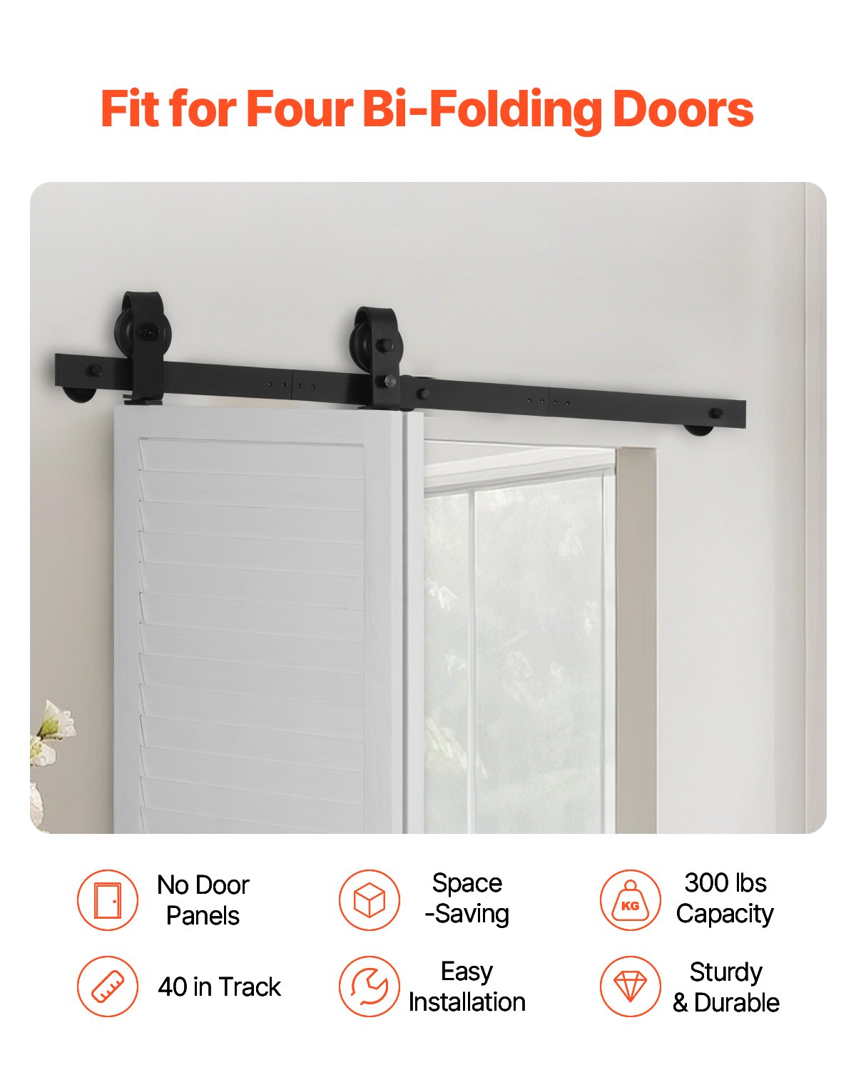 VEVOR Bi-Folding Sliding Barn Door Hardware Track Kit 40