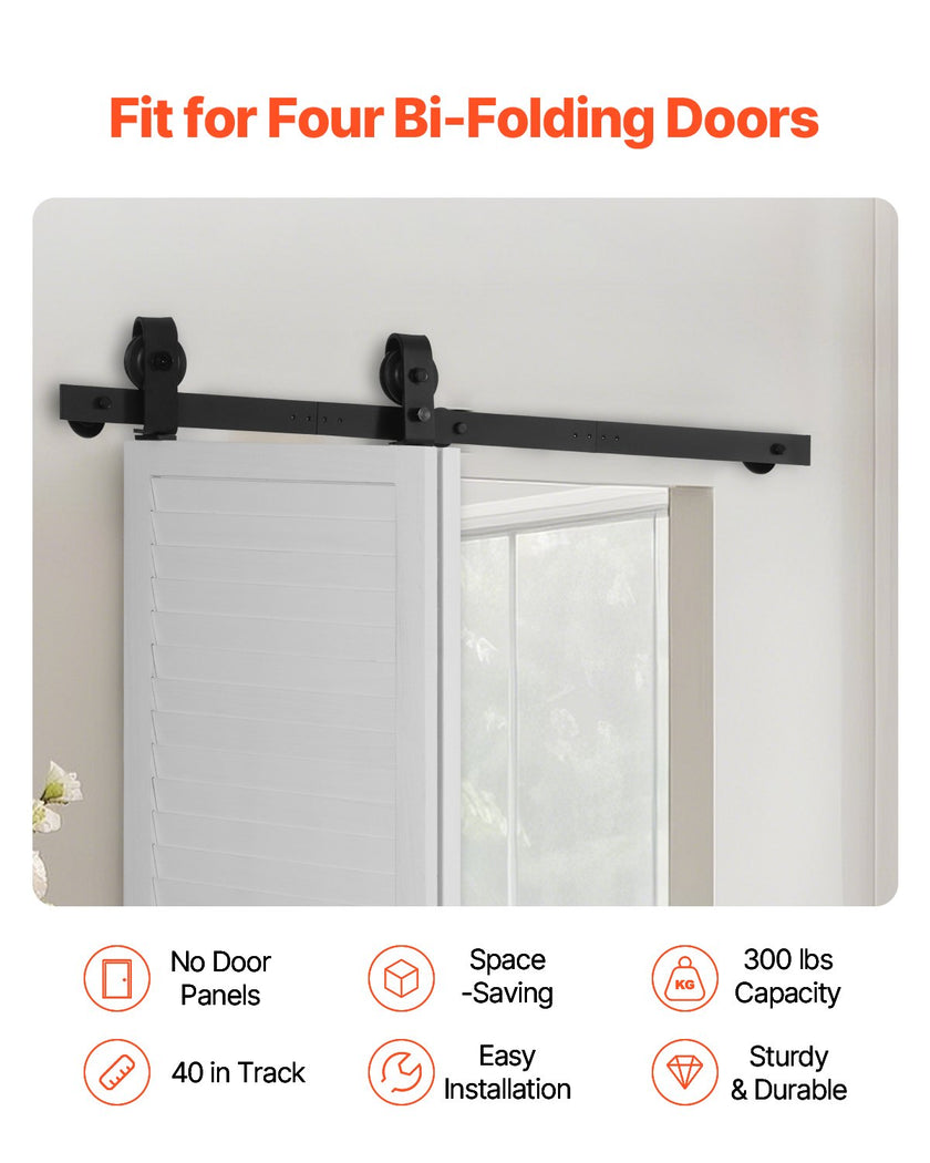 VEVOR Bi-Folding Sliding Barn Door Hardware Track Kit 40