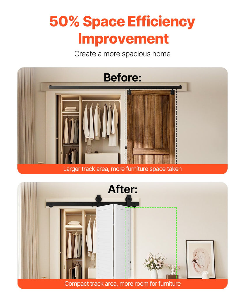 VEVOR Bi-Folding Sliding Barn Door Hardware Track Kit 40
