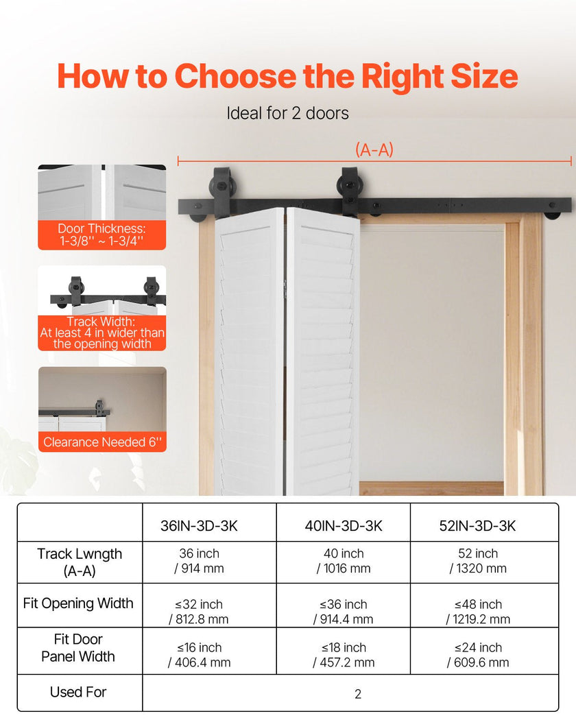 VEVOR Bi-Folding Sliding Barn Door Hardware Track Kit 40