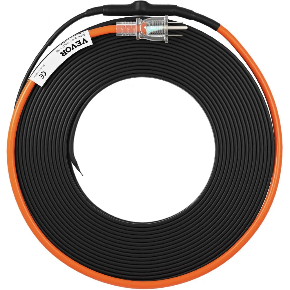VEVOR Self-Regulating Pipe Heating Cable, 100-feet 5W/ft Heat Tape for Pipes Freeze Protection, Protects PVC Hose, Metal and Plastic Pipe from Freezing, 120V