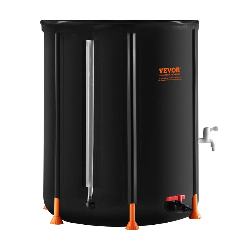VEVOR Collapsible Rain Barrel 53 Gal Rain Catcher with Spigots and Overflow Kit