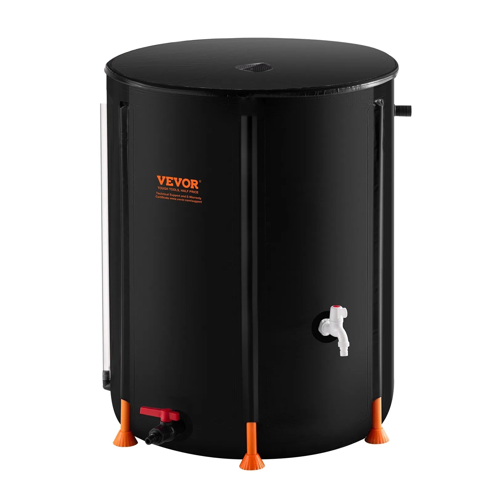 VEVOR Collapsible Rain Barrel, 66 Gallon/250 L Portable Rain Water Collection Barrel, PVC Rainwater Collection System with Spigots and Overflow Kit, Water Barrel for Garden Water Catcher