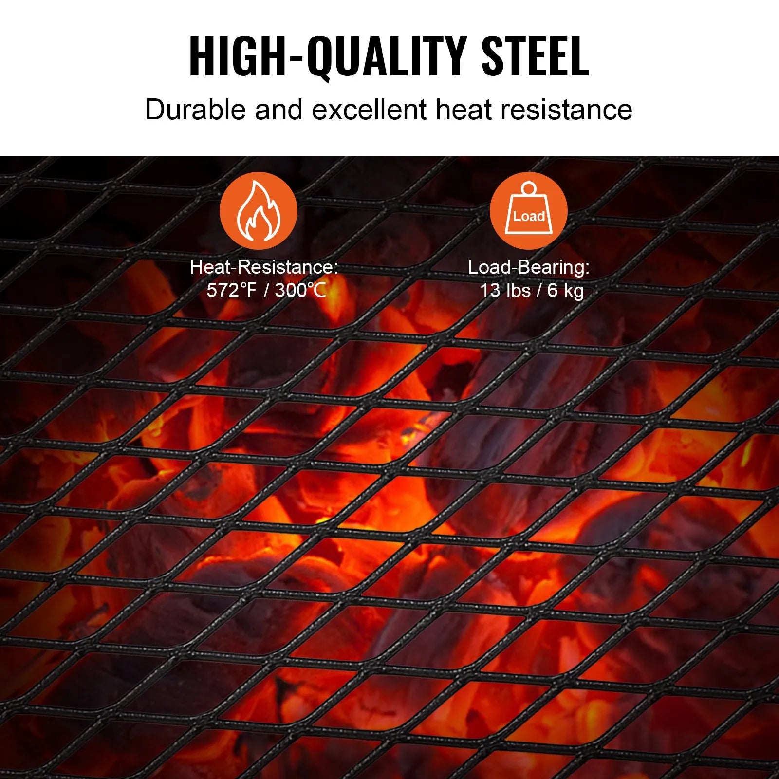 VEVOR Folding Campfire Grill, Heavy Duty Steel Mesh Grate, 18