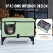 VEVOR Elevated Heated Cat House Cuboid Kitty Shelter with Heated Pad Green (M)