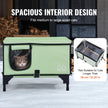 VEVOR Elevated Heated Cat House Cuboid Kitty Shelter with Heated Pad Green (L)
