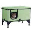 VEVOR Elevated Heated Cat House Cuboid Kitty Shelter with Heated Pad Green (L)