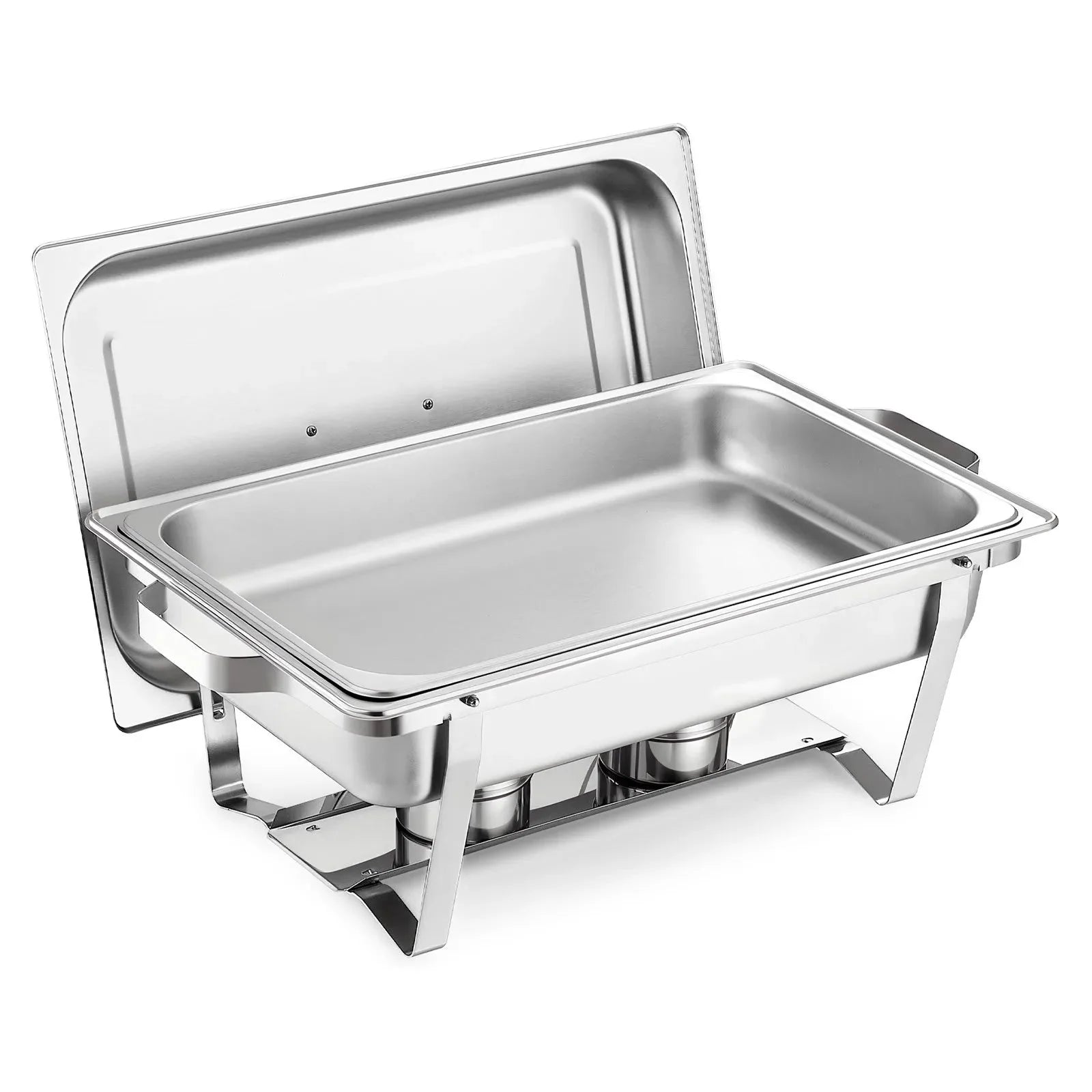 VEVOR Rectangle Chafing Dish, 9 Qt 2 Pack Stainless Steel Chafing Dish, Food Warmer Chafer Complete Set with Hollow Handle, 1 Food Tongs, Lid, Fuel Holder, Chafer Dishes for Banquet Party Wedding