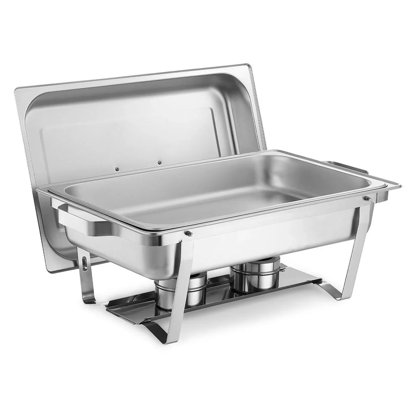 VEVOR Rectangle Chafing Dish, 9 Qt 2 Pack Stainless Steel Chafing Dish, Food Warmer Chafer Complete Set with Hollow Handle, 1 Food Tongs, Lid, Fuel Holder, Chafer Dishes for Banquet Party Wedding