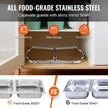 VEVOR Chafing Dish Buffet Set, 8 Qt 6 Pack, Stainless Chafer with 6 Full Size Pans, Rectangle Catering Warmer Server with Lid Water Pan Folding Stand Fuel Holder Tray Spoon Clip, at Least 8 People Eac