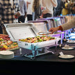 VEVOR Chafing Dish Buffet Set, 8 Qt 6 Pack, Stainless Chafer with 6 Full Size Pans, Rectangle Catering Warmer Server with Lid Water Pan Folding Stand Fuel Holder Tray Spoon Clip, at Least 8 People Eac