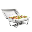 VEVOR Chafing Dish Buffet Set, 8 Qt 6 Pack, Stainless Chafer with 6 Full Size Pans, Rectangle Catering Warmer Server with Lid Water Pan Folding Stand Fuel Holder Tray Spoon Clip, at Least 8 People Eac