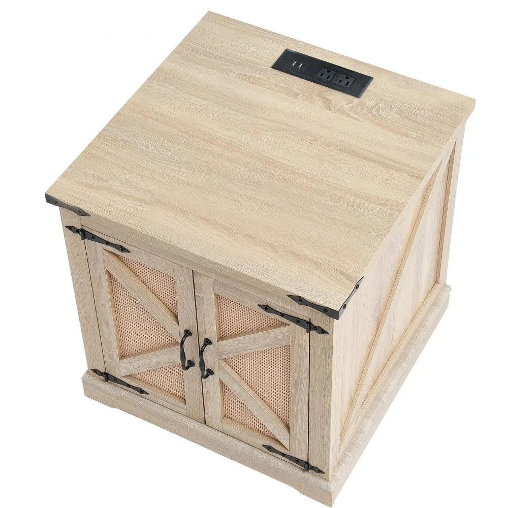 VEVOR Rattan Coffee Table Rectangle Rattan Coffee Table 2-Tier for Living Room