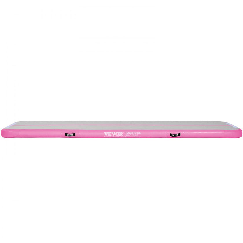 VEVOR Gymnastics Air Mat, 4 inch Thickness Inflatable Gymnastics Tumbling Mat, Tumble Track with Electric Pump, Training Mats for Home Use/Gym/Yoga/Cheerleading/Beach/Park/Water, 10 ft, Pink