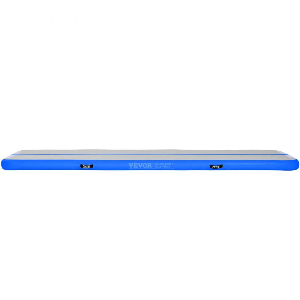 VEVOR Gymnastics Air Mat, 4 inch Thickness Inflatable Gymnastics Tumbling Mat, Tumble Track with Electric Pump, Training Mats for Home Use/Gym/Yoga/Cheerleading/Beach/Park/Water, 10 ft, Blue
