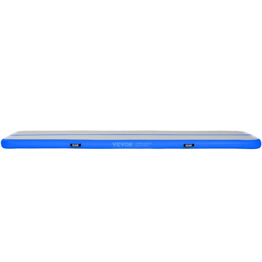VEVOR Gymnastics Air Mat, 4 inch Thickness Inflatable Gymnastics Tumbling Mat, Tumble Track with Electric Pump, Training Mats for Home Use/Gym/Yoga/Cheerleading/Beach/Park/Water, 10 ft, Blue