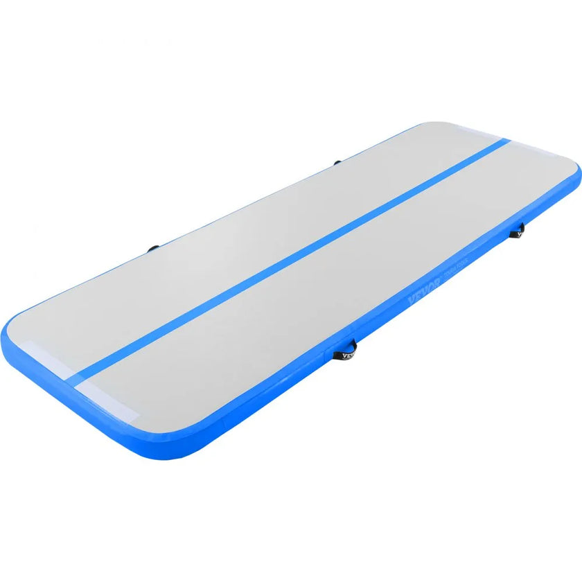 VEVOR Gymnastics Air Mat, 4 inch Thickness Inflatable Gymnastics Tumbling Mat, Tumble Track with Electric Pump, Training Mats for Home Use/Gym/Yoga/Cheerleading/Beach/Park/Water, 10 ft, Blue