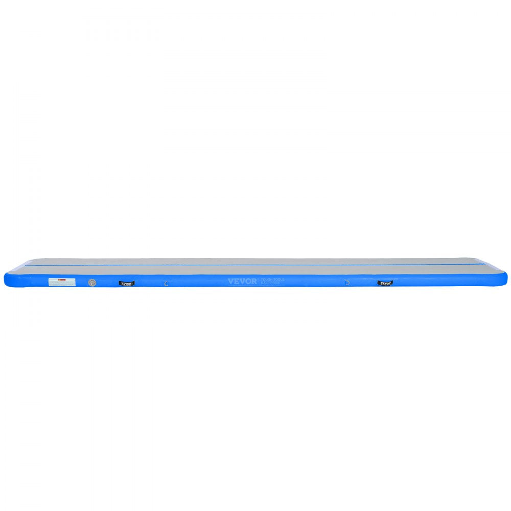 VEVOR Gymnastics Air Mat, 4 inch Thickness Inflatable Gymnastics Tumbling Mat, Tumble Track with Electric Pump, Training Mats for Home Use/Gym/Yoga/Cheerleading/Beach/Park/Water, 13 ft, Blue