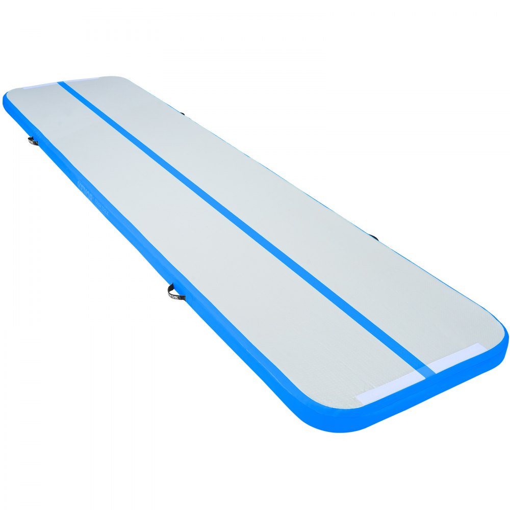 VEVOR Gymnastics Air Mat, 4 inch Thickness Inflatable Gymnastics Tumbling Mat, Tumble Track with Electric Pump, Training Mats for Home Use/Gym/Yoga/Cheerleading/Beach/Park/Water, 13 ft, Blue
