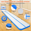VEVOR Gymnastics Air Mat, 4 inch Thickness Inflatable Gymnastics Tumbling Mat, Tumble Track with Electric Pump, Training Mats for Home Use/Gym/Yoga/Cheerleading/Beach/Park/Water, 20 ft, Blue