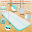 VEVOR Gymnastics Air Mat, 4 inch Thickness Inflatable Gymnastics Tumbling Mat, Tumble Track with Electric Pump, Training Mats for Home Use/Gym/Yoga/Cheerleading/Beach/Park/Water, 10 ft, Mint Green