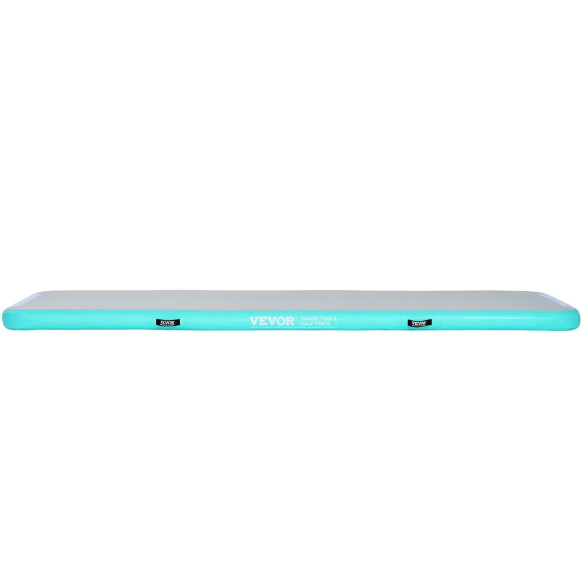 VEVOR Gymnastics Air Mat, 4 inch Thickness Inflatable Gymnastics Tumbling Mat, Tumble Track with Electric Pump, Training Mats for Home Use/Gym/Yoga/Cheerleading/Beach/Park/Water, 10 ft, Mint Green