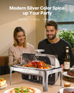 VEVOR 9Qt 1 Pack Rectangle Roll Top Chafing Dish Set with 2 Half Size Pans