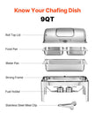 VEVOR 9Qt 1 Pack Rectangle Roll Top Chafing Dish Set with 2 Half Size Pans