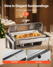 VEVOR 9Qt 1 Pack Rectangle Roll Top Chafing Dish Set with 2 Half Size Pans