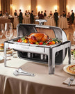 VEVOR 9Qt 1 Pack Rectangle Roll Top Chafing Dish Set with 2 Half Size Pans